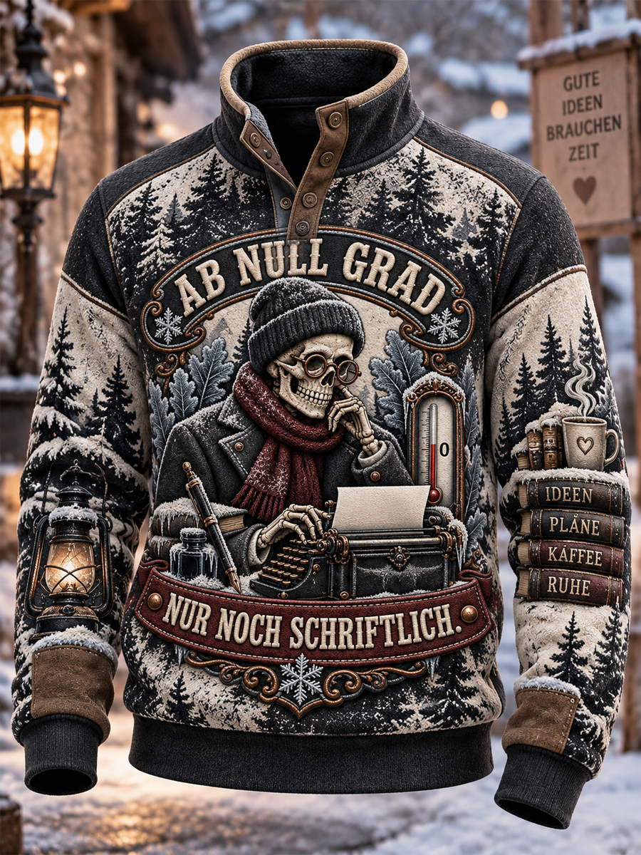 Herren-Hoodie mit vier Knöpfen und witzigem Spruch
