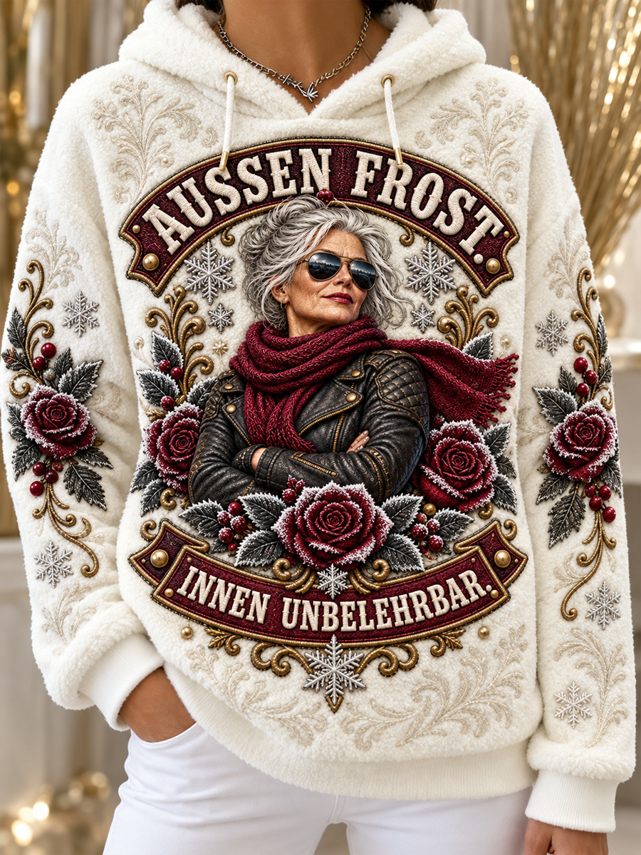 Frauen-Kapuzenpullover aus Flanell mit humorvollem Spruch
