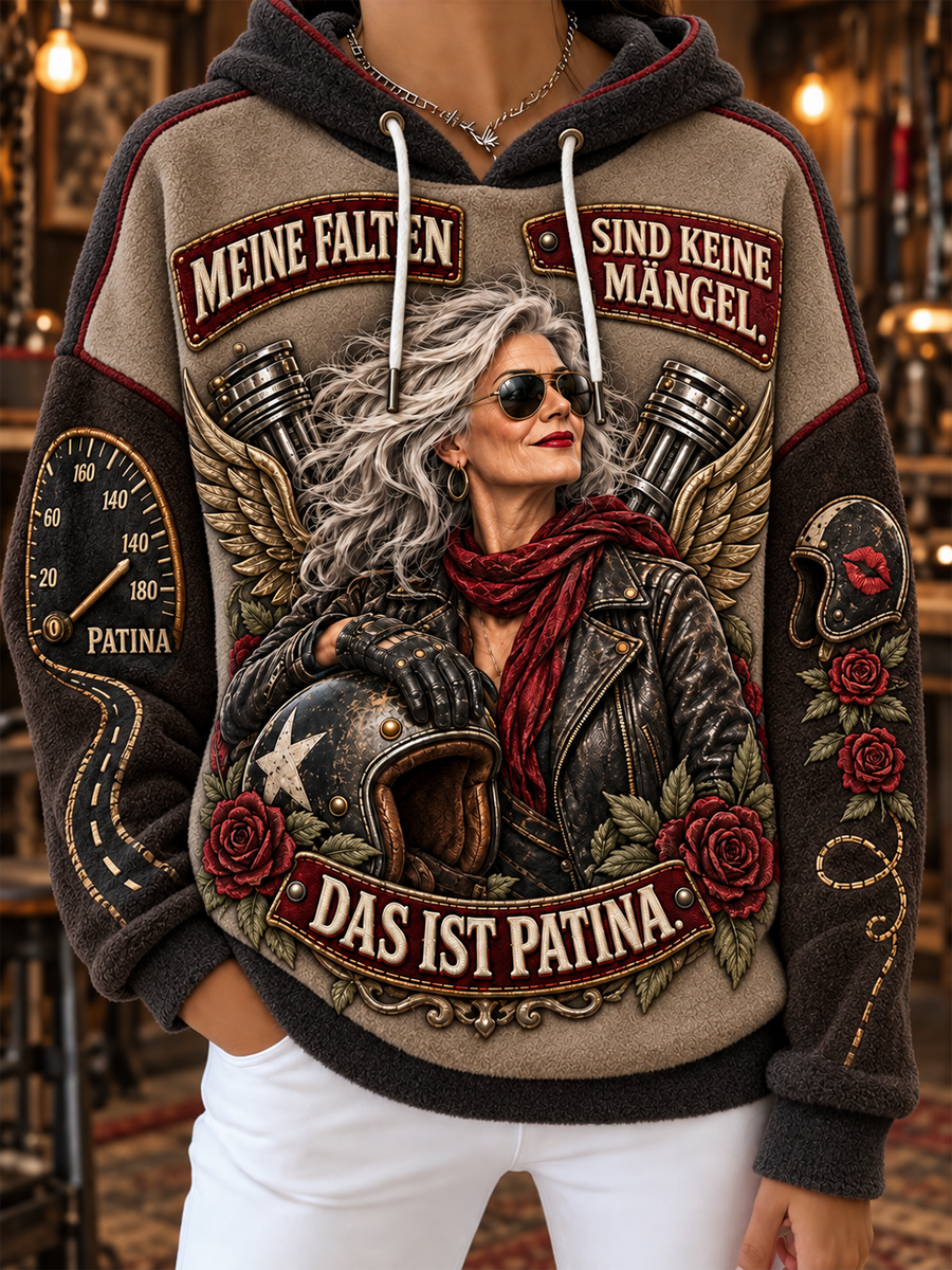Frauen-Kapuzenpullover aus Flanell mit humorvollem Spruch
