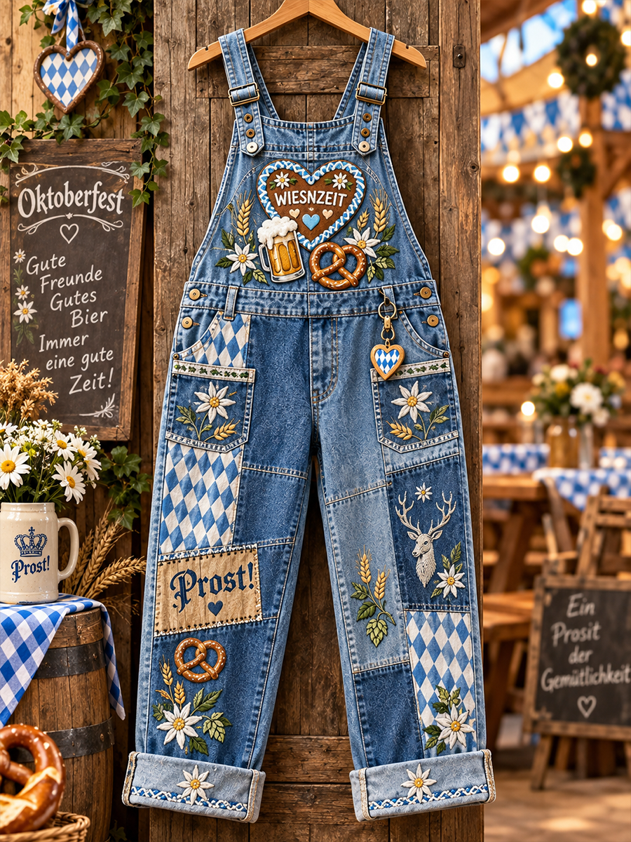 Oktoberfest-Kunstdruck für Damen Freizeit-Overalls