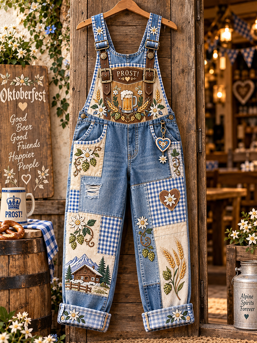 Oktoberfest-Kunstdruck für Damen Freizeit-Overalls