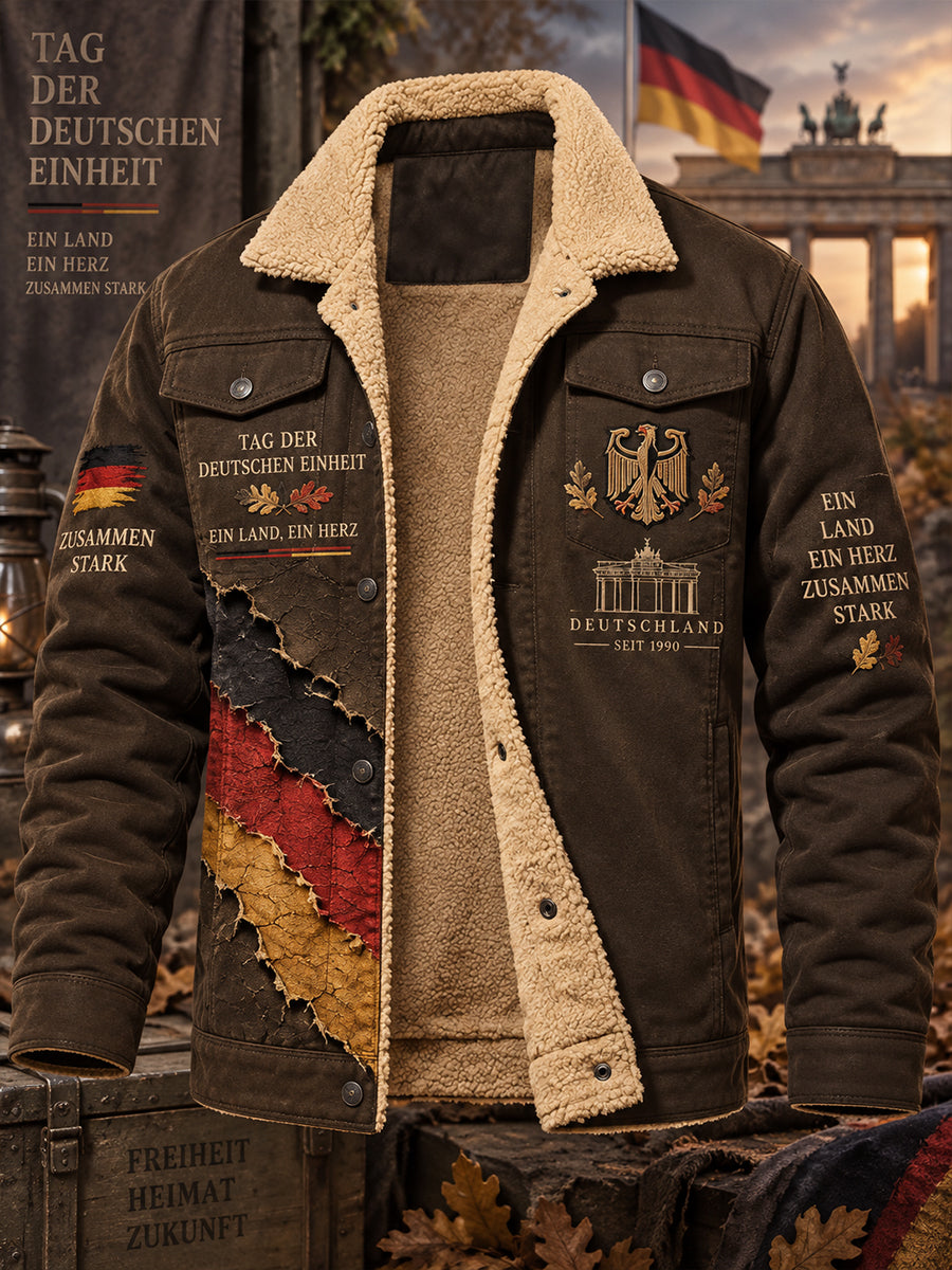 Gedenkdruck-Fleecejacke zum Tag der Einheit der Männer