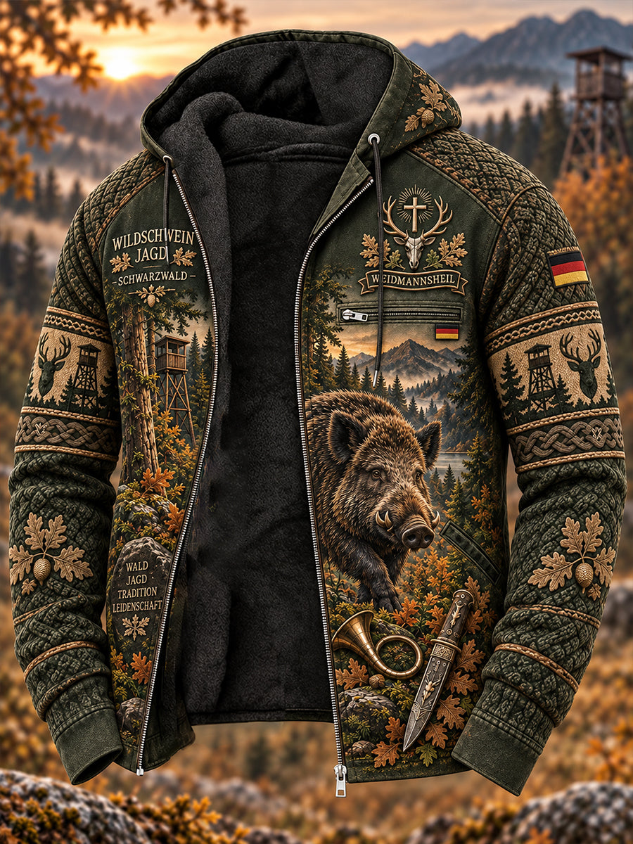 Herren-Jagdjacke mit Fleecefutter und Kapuze für die deutsche Jagdsaison