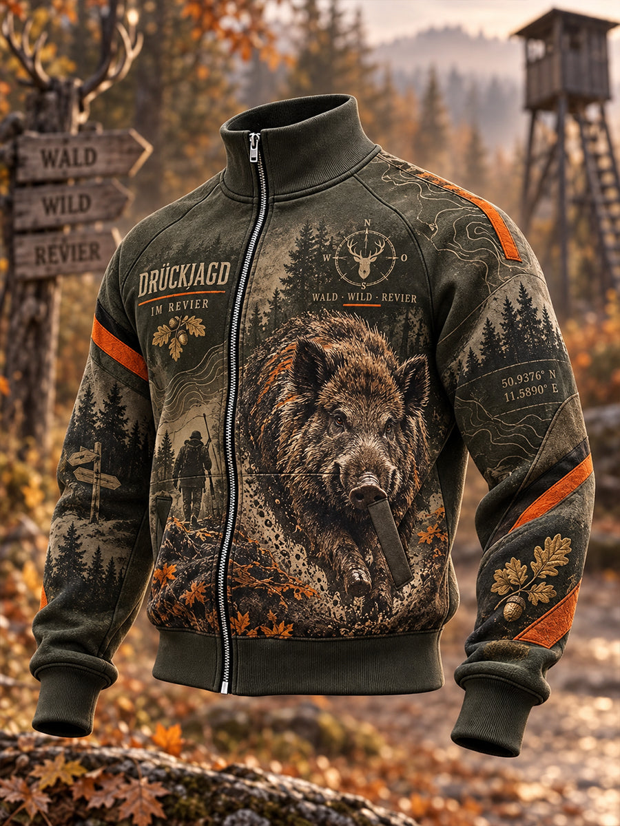 Herren-Jagdjacke mit Fleecefutter und Kapuze für die deutsche Jagdsaison