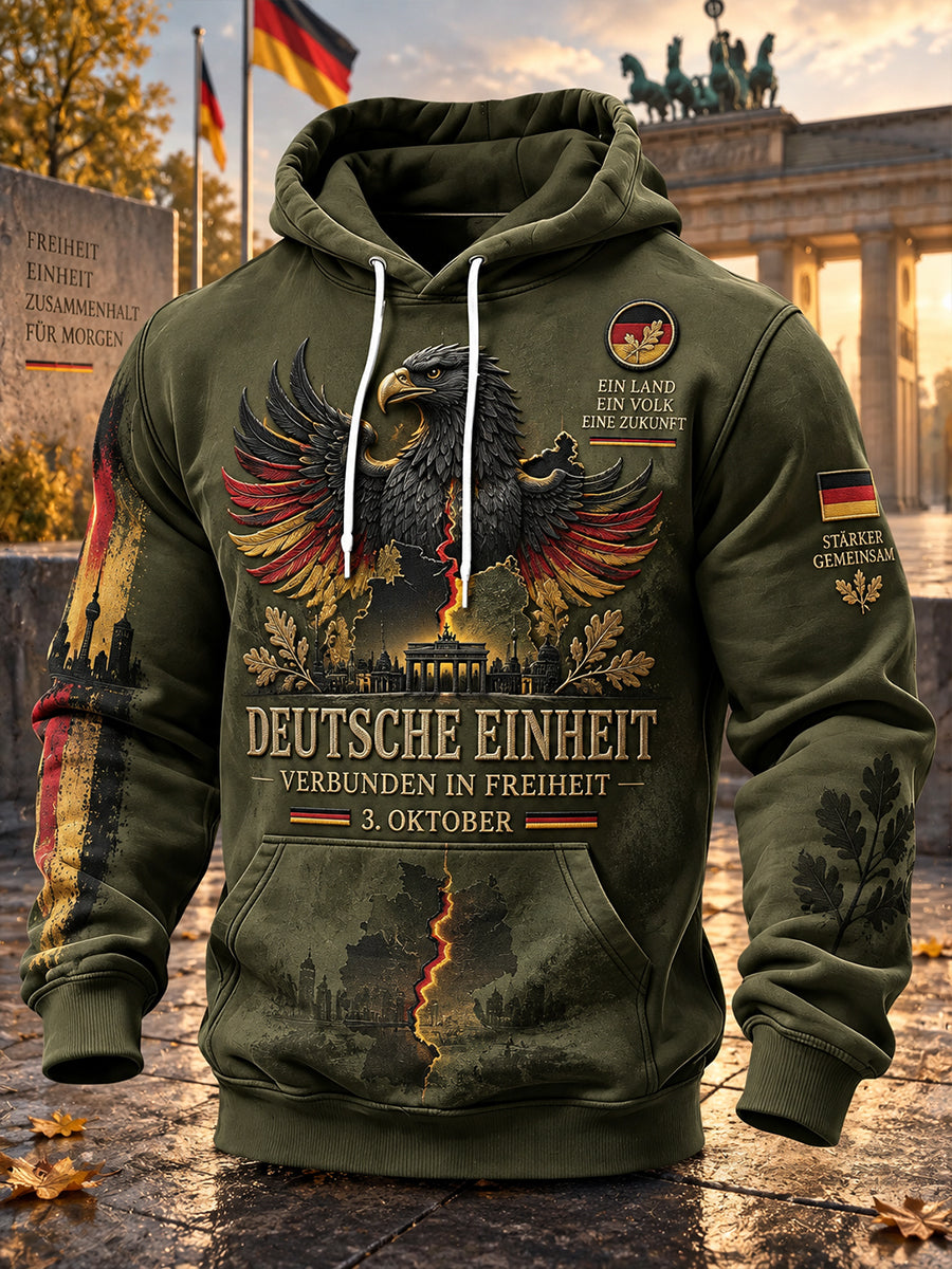 Kommunikations-Hoodie mit grafischem Motiv zum Tag der Einheit der Männer, langärmlig
