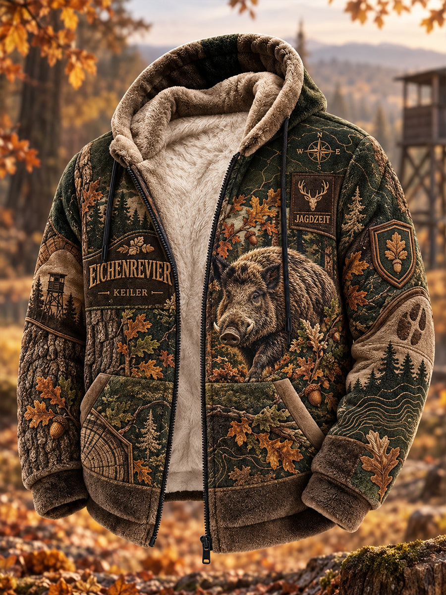 Herren-Jagdjacke mit Fleecefutter und Kapuze für die deutsche Jagdsaison