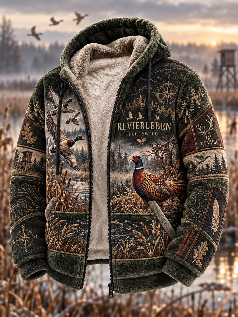 Herren-Jagdjacke mit Fleecefutter und Kapuze für die deutsche Jagdsaison