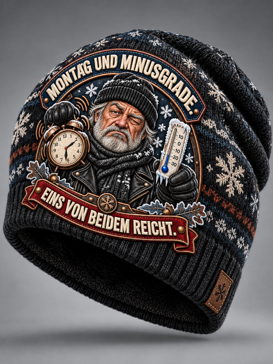 Humorvoller Slogan Vintage Herbst- und Wintermütze warm kalt gestrickt