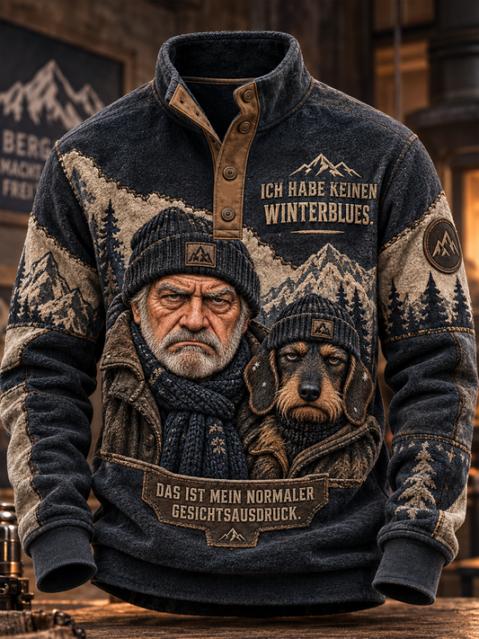 Herren-Hoodie mit vier Knöpfen und witzigem Spruch