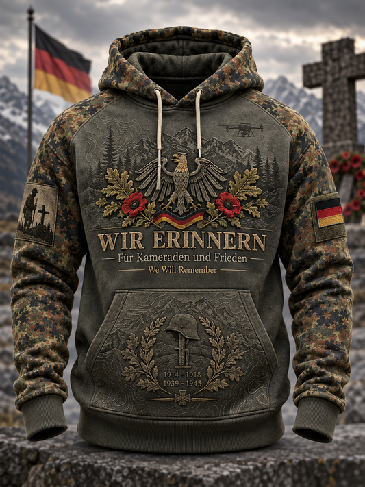 Herren-Veteranen-Kapuzenpullover in Übergröße mit abfallenden Schultern und Taschen