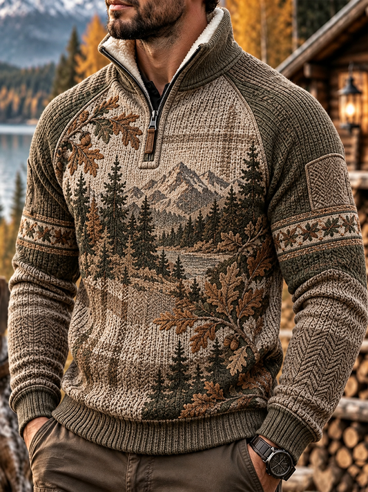 Herren Herbst-Kunst-Pullover mit besetztem Ärmel