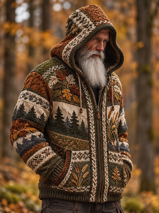 Herren Herbst Kunst Kapuzen strickjacke