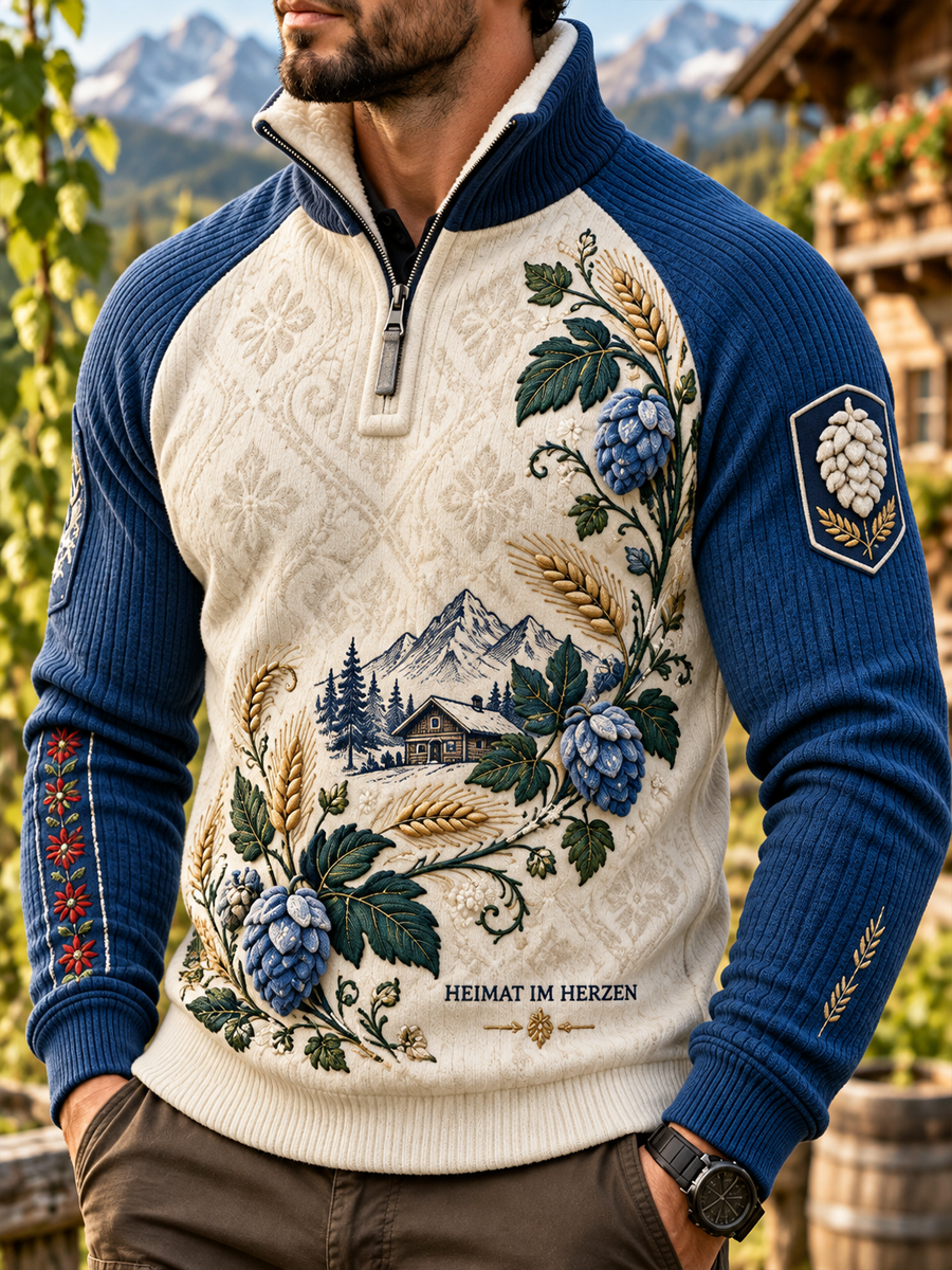 Herren Bavaria Pullover mit umgekleidettem Ärmel