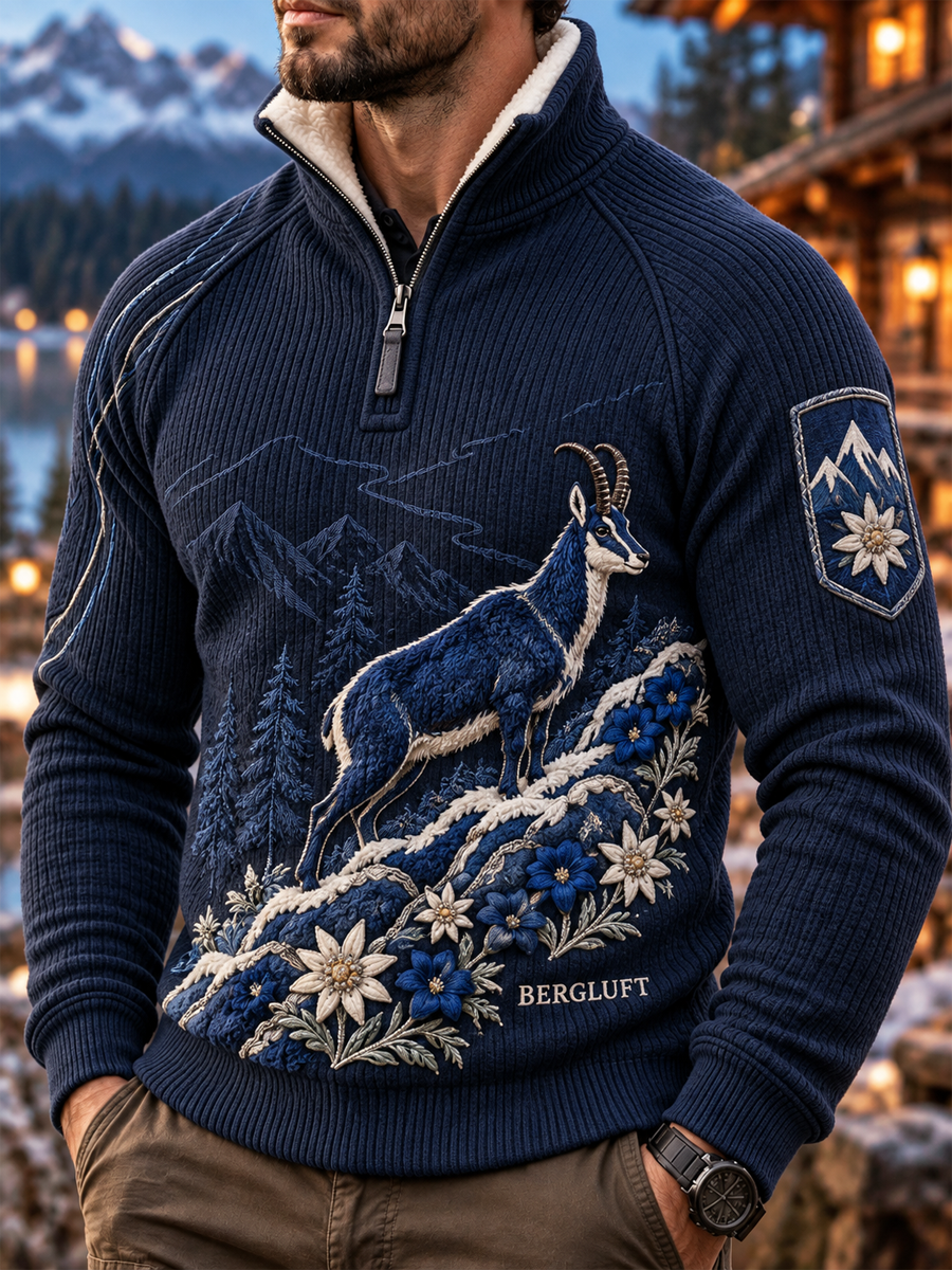 Herrenpullover aus Bayern mit geknöpftem Ärmel