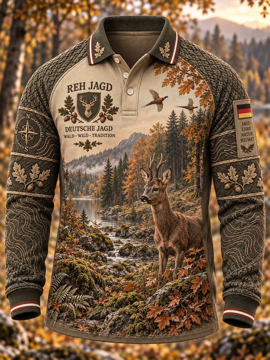 Männer Deutsch Jagd Saison Waffel Langarm T-Shirt
