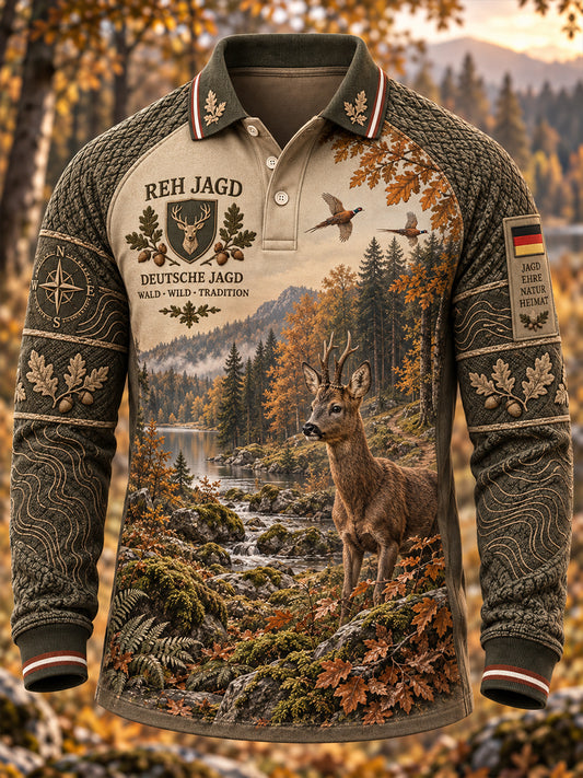 Männer Deutsch Jagd Saison Waffel Langarm T-Shirt
