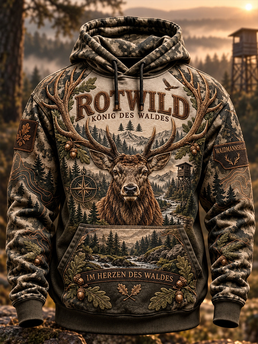 Herren Deutsche Jagd saison Übergroße Schulter Hoodie mit Taschen