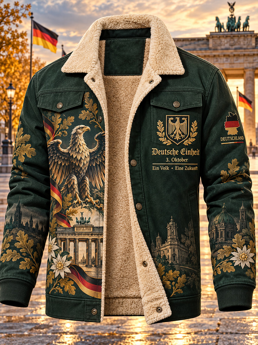 Gedenkdruck-Fleecejacke zum Tag der Einheit der Männer