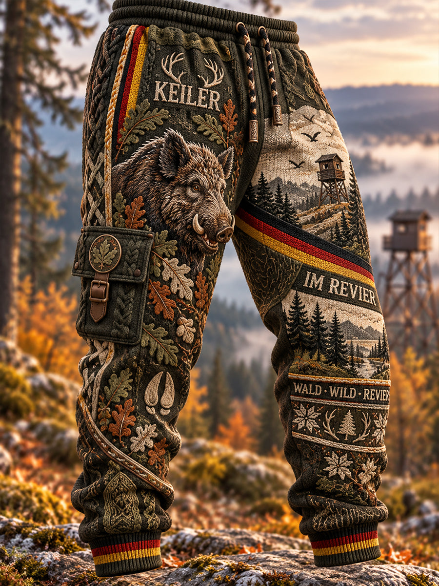 Herren-Herbstmode-Laufhose mit Jagdmotiv, lässige Sweatpants