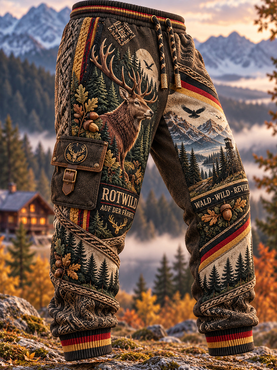 Herren-Herbstmode-Laufhose mit Jagdmotiv, lässige Sweatpants