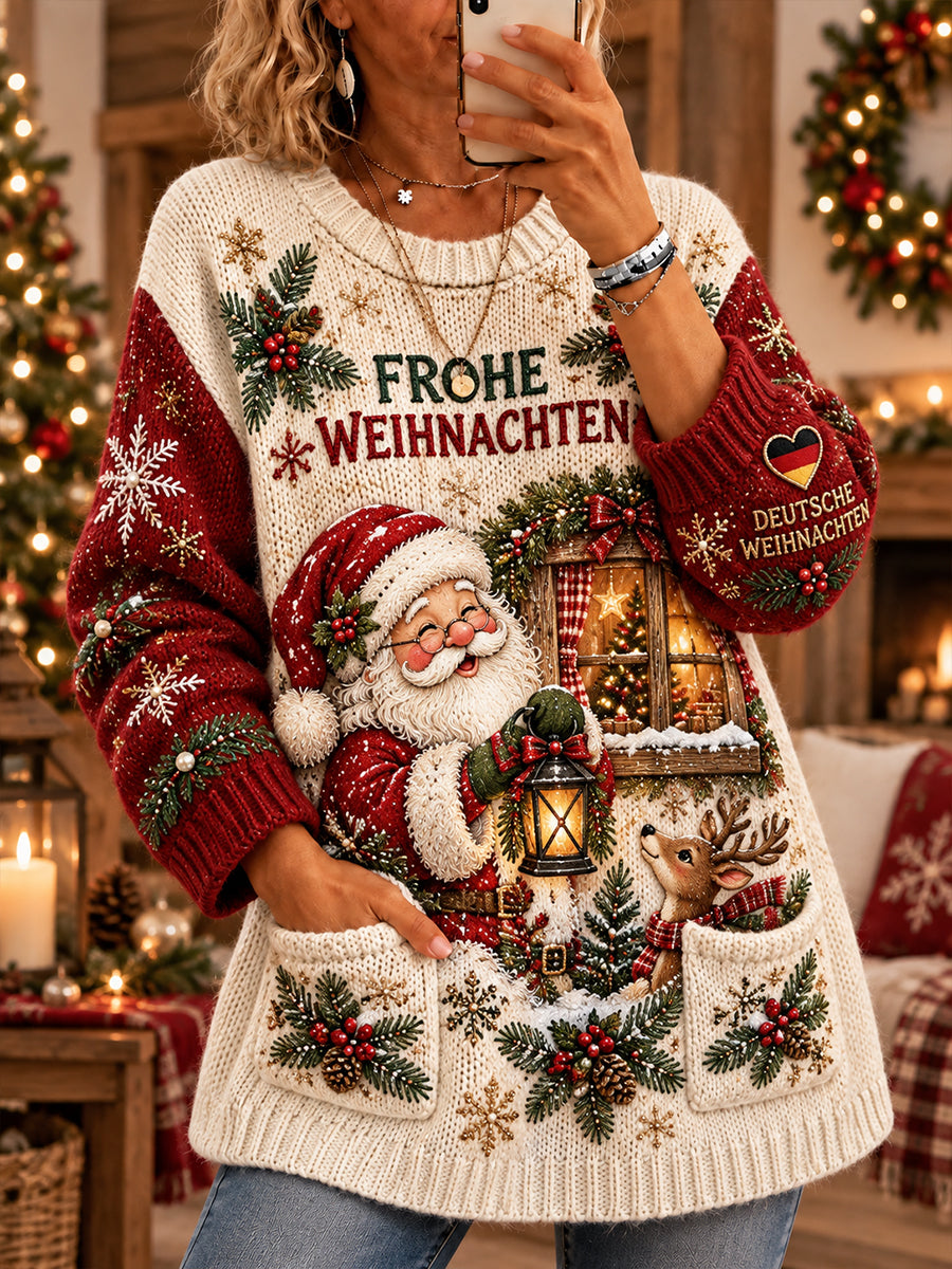 Damenstrickpullover mit weihnachtlichem Muster