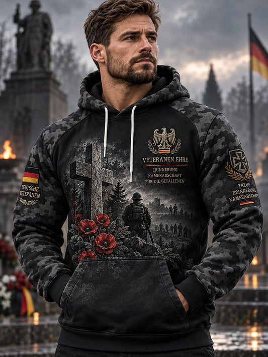 Herren-Kapuzenpullover mit Grafikmotiv zum Veteranengedenktag