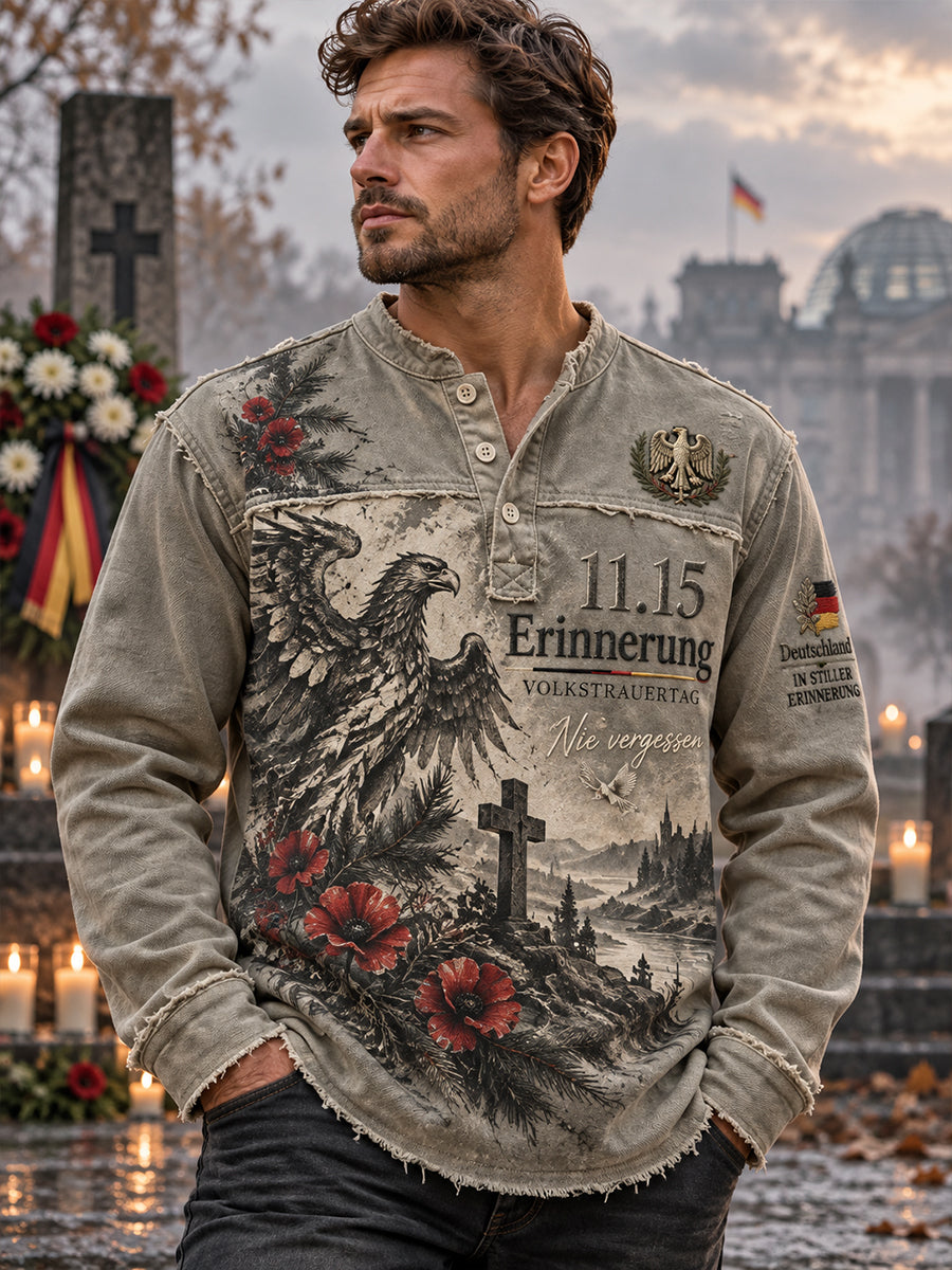Herren-Longsleeve mit Gedenkdruck zum Nationalen Trauertag