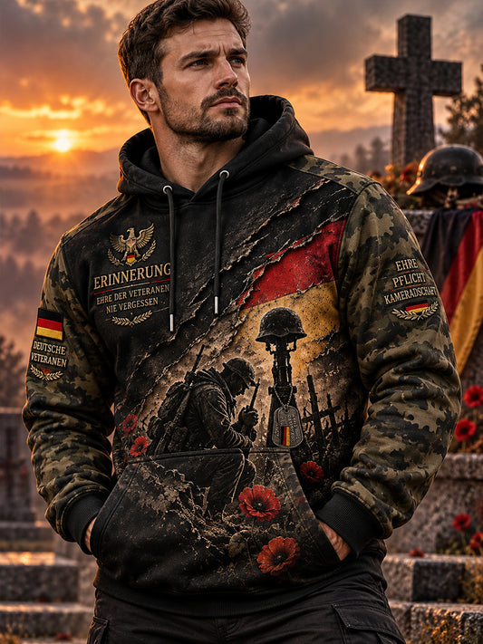 Herren-Kapuzenpullover mit Grafikmotiv zum Veteranengedenktag