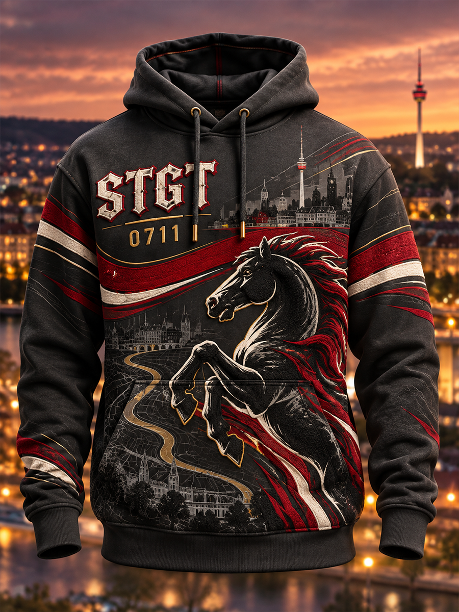 Herren-Oversize-Kapuzenpullover mit abfallenden Schultern und Taschen
