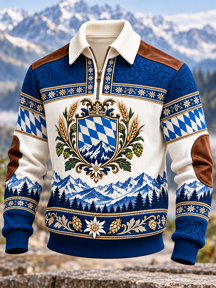 Herren-Kapuzenpullover mit Reißverschluss im bayerischen Kunststil