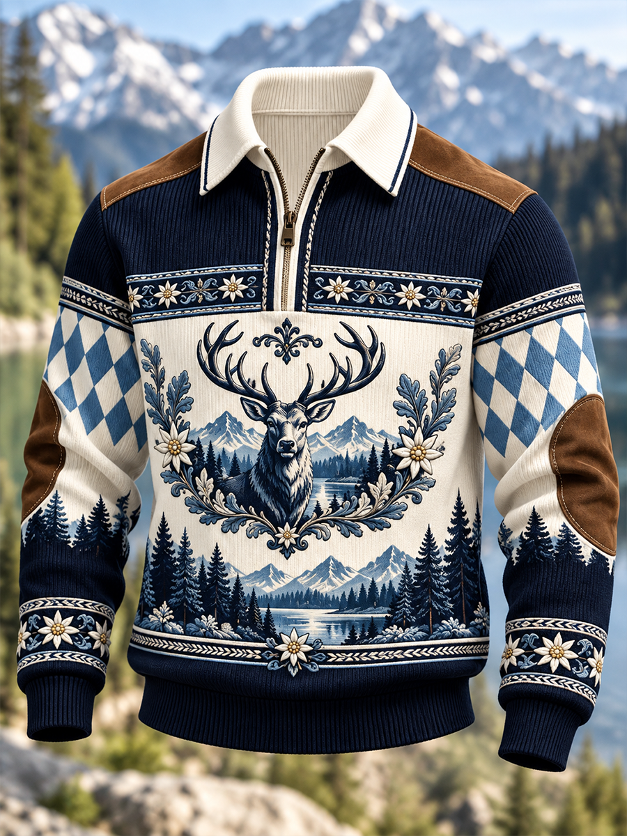 Herren-Kapuzenpullover mit Reißverschluss im bayerischen Kunststil