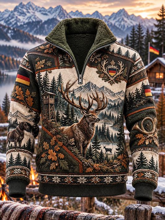 Herren-Fleecegefüttertes Stehkragen-Sweatshirt für die deutsche Jagdsaison