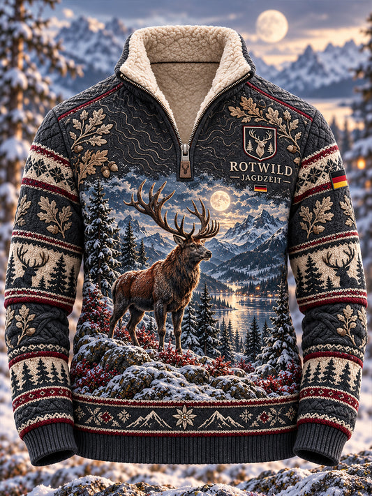 Herren-Fleecegefüttertes Stehkragen-Sweatshirt für die deutsche Jagdsaison
