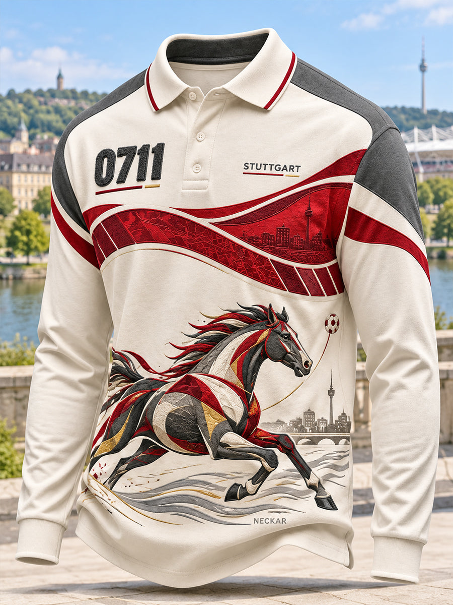 Herren Langarm Vfb Stuttgart Polo Shirt