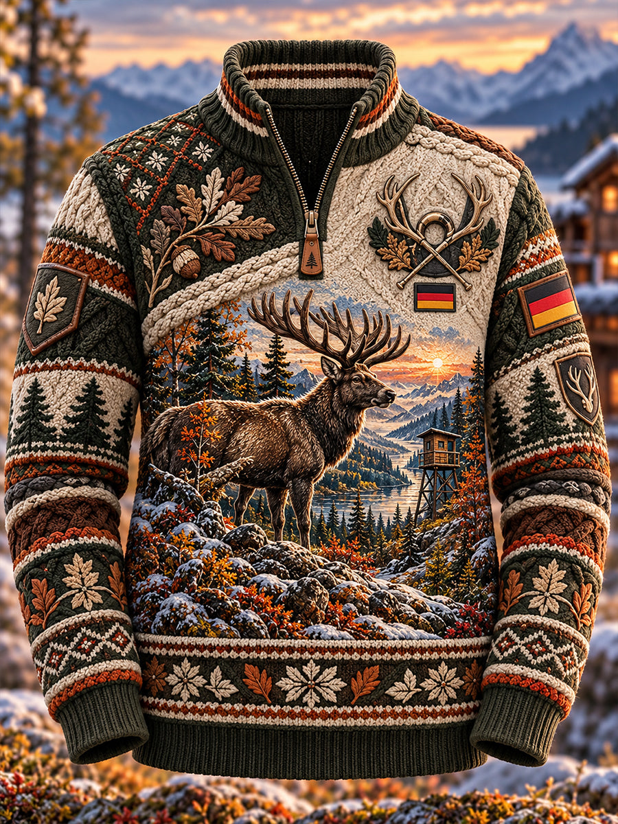 Herren-Fleecegefüttertes Stehkragen-Sweatshirt für die deutsche Jagdsaison