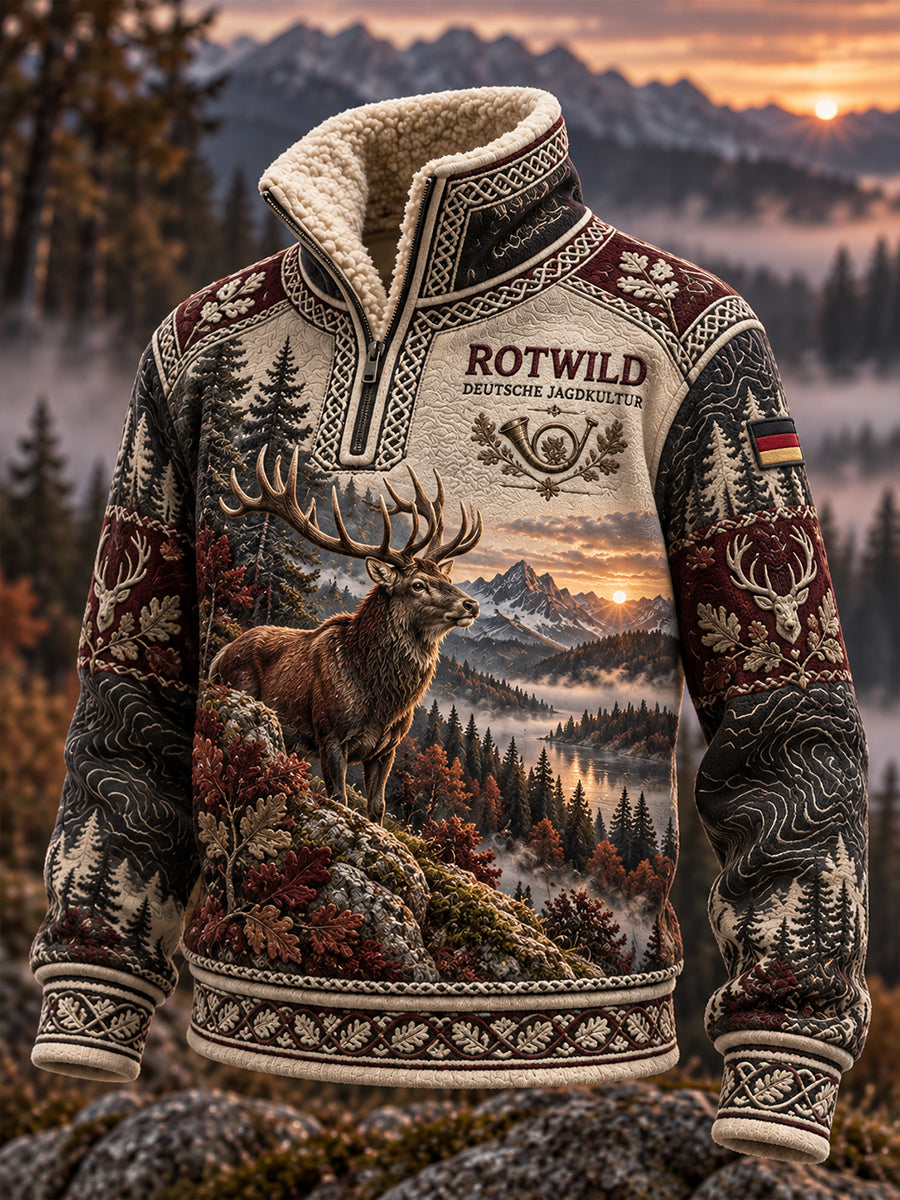 Damen-Fleecegefüttertes Stehkragen-Sweatshirt für die deutsche Jagdsaison