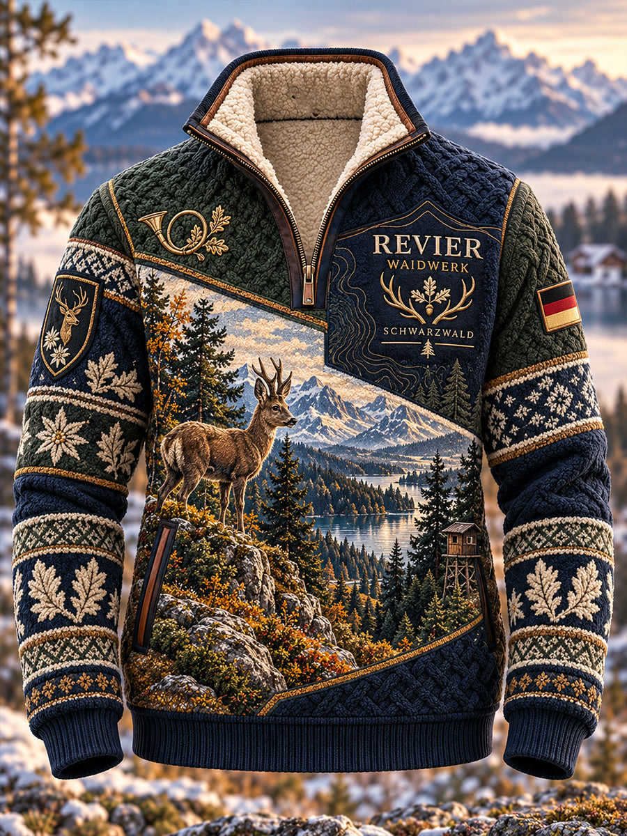 Herren-Fleecegefüttertes Stehkragen-Sweatshirt für die deutsche Jagdsaison