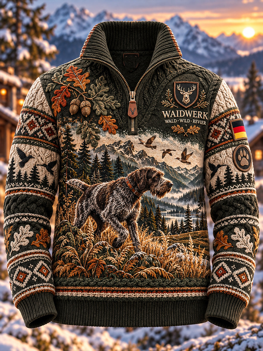 Herren-Fleecegefüttertes Stehkragen-Sweatshirt für die deutsche Jagdsaison