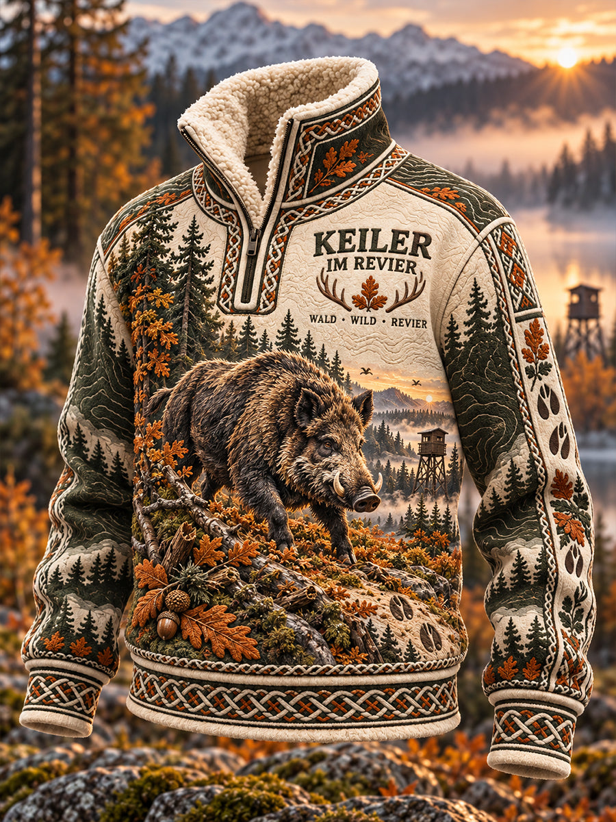 Damen-Fleecegefüttertes Stehkragen-Sweatshirt für die deutsche Jagdsaison