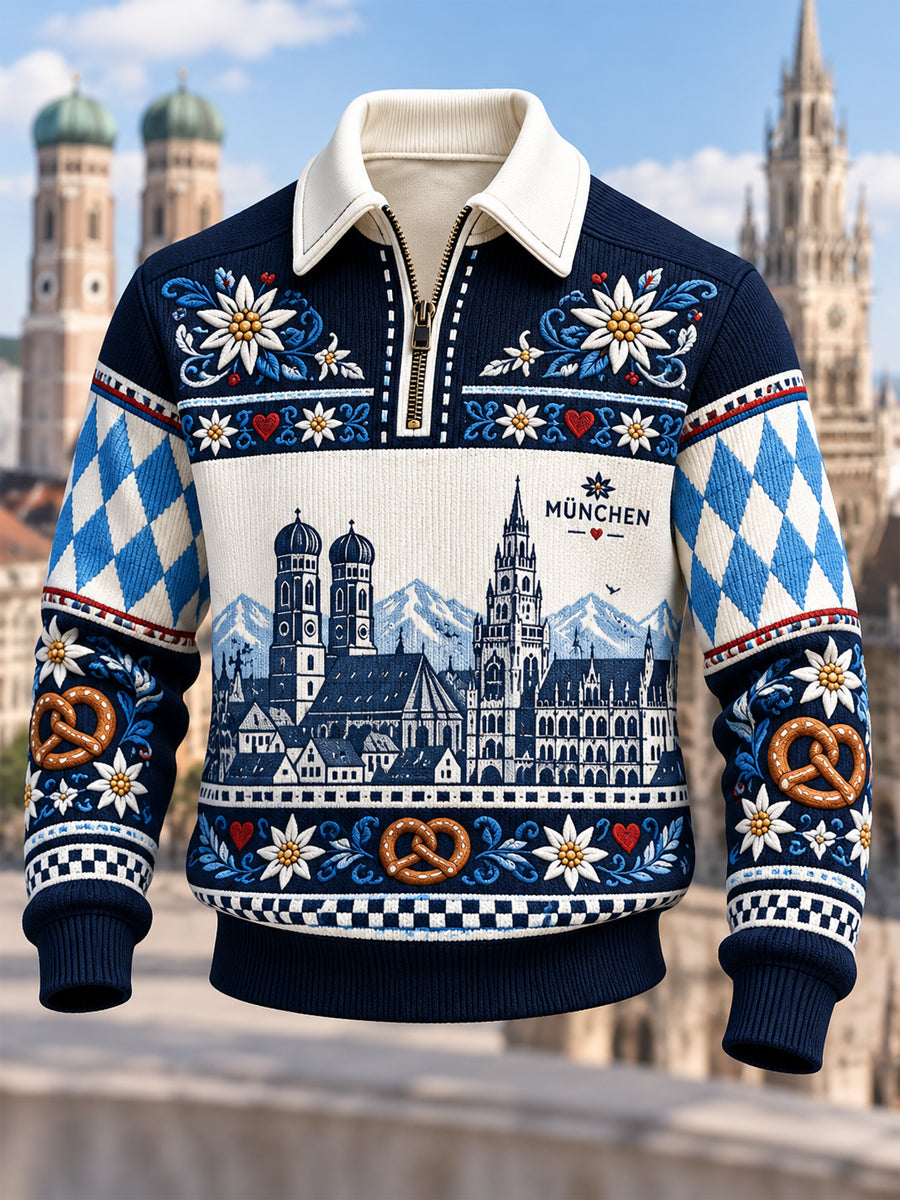 Herren-Kapuzenpullover mit Reißverschluss, Bayern-Design