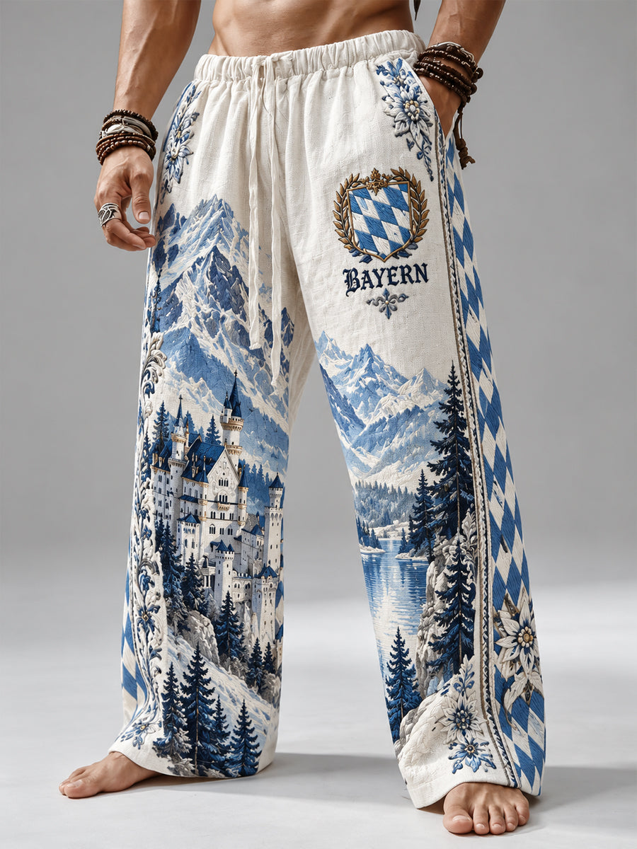 Herrenhose aus Baumwolle und Hanf mit bayerischem Kunstmotiv