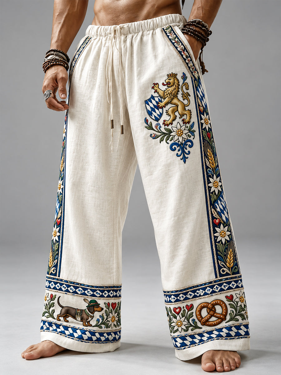Herrenhose aus Baumwolle und Hanf mit bayerischem Kunstmotiv