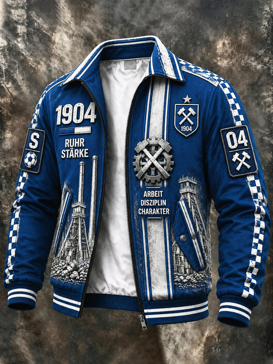 Herren Deep Blue Deutsche bundes liga Schalke Fußball-bedruckte lässige coole Reiß verschluss jacke