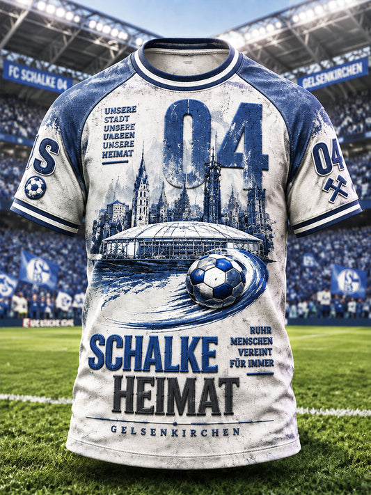 Herren Deutsche bundes liga Schalke Fußball Graffiti Print Casual T-Shirt