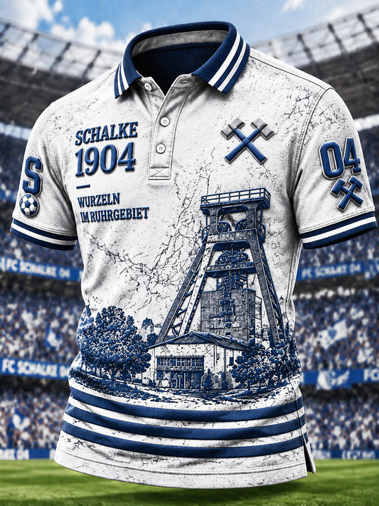 Herren deutsche bundes liga Schalke Fußball-gedrucktes lässiges Polos hirt