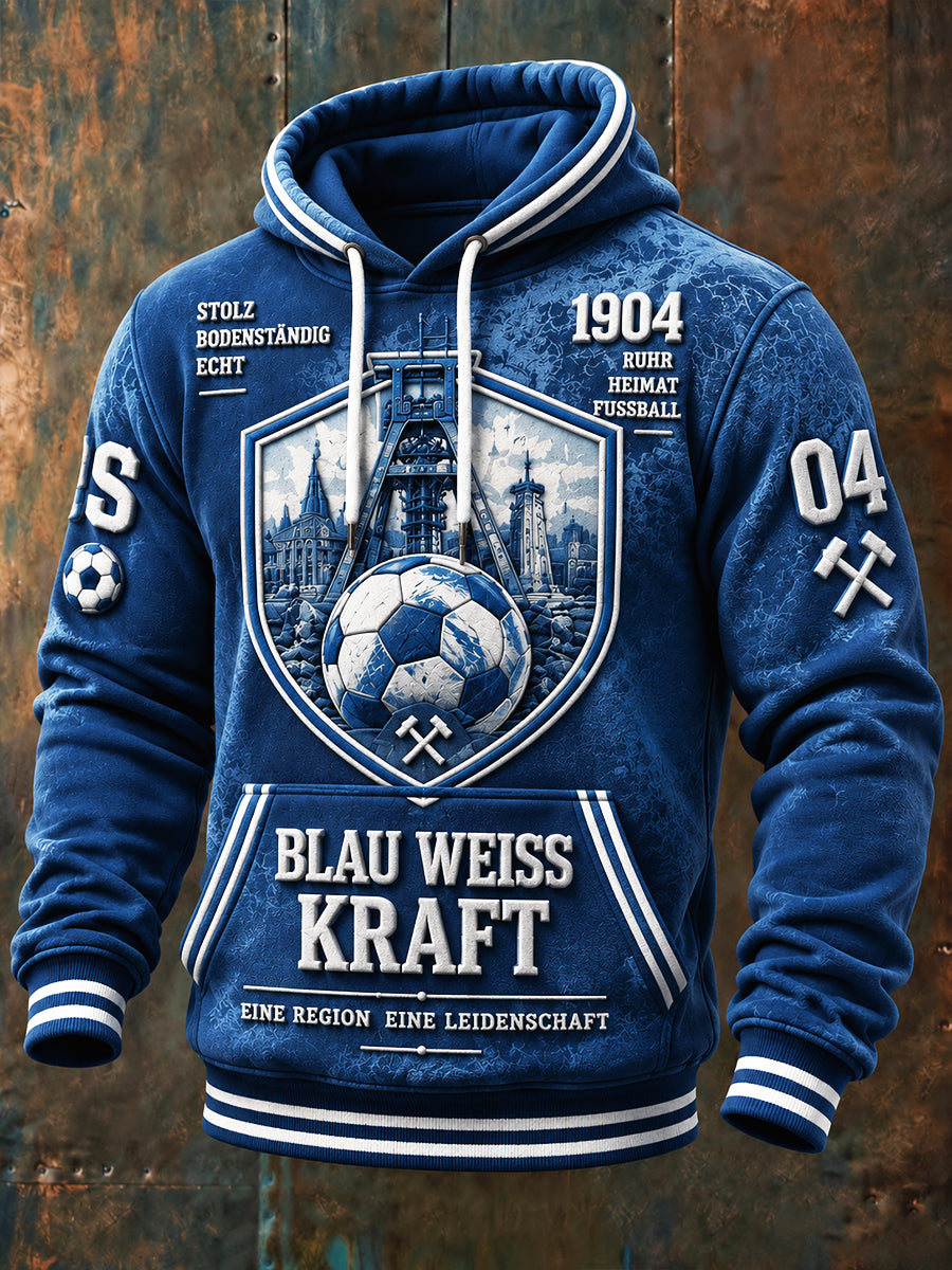 Herren Dunkelblau Deutsche bundes liga Schalke Fußball druck Lässiges trend iges Kapuzen-Sweatshirt