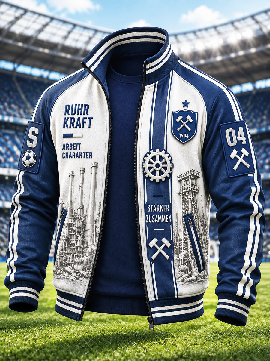Herren deutsche bundes liga Schalke Football Club Patchwork-Print Freizeit jacke mit Reiß verschluss