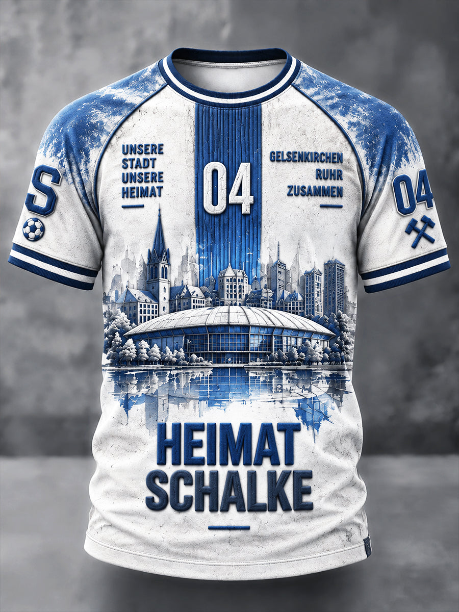 Herren Deutsche bundes liga Schalke Fußball Print Casual T-Shirt