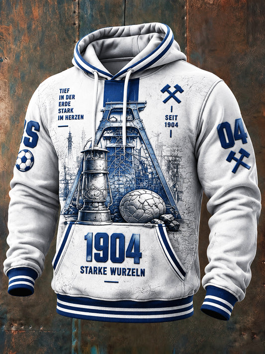 Herren Weiße Deutsche bundes liga Schalke Fußball druck Lässiges trend iges Kapuzen-Sweatshirt