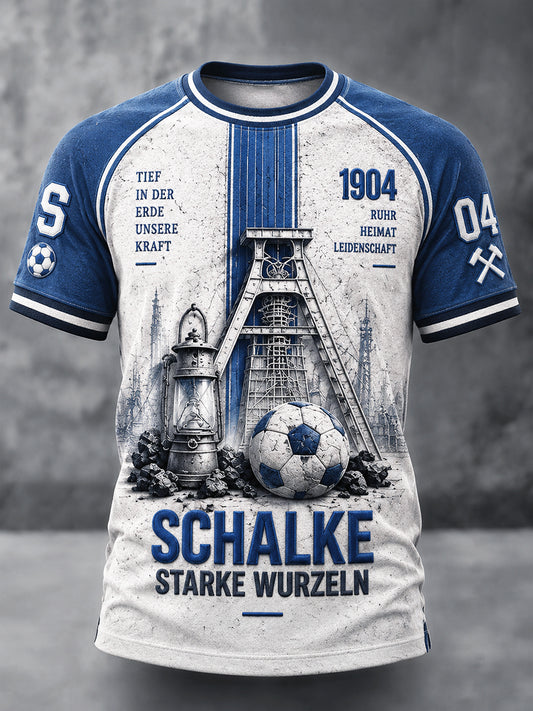 Herren Deutsche bundes liga Schalke Fußball Miners 'Lamp Print Freizeit T-Shirt